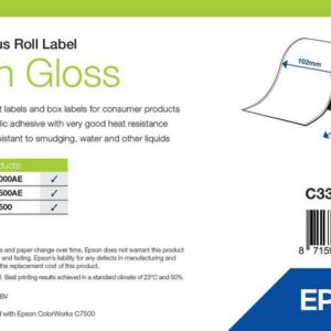 Étiquettes Epson haute brillance, rouleau continu 102 mm × 58 m (réf. C33S045731)