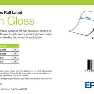 Étiquettes Epson haute brillance, rouleau continu 102 mm × 60 m (réf. 7113766)