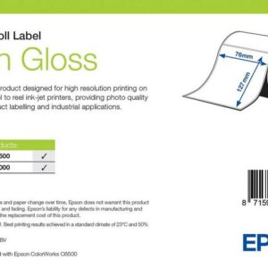 Étiquettes Epson haute brillance, rouleau prédécoupé 76 × 127 mm, 250 étiquettes (réf. 7113757)