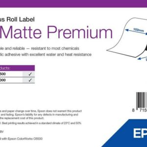 Étiquettes Epson PP mates Premium, rouleau continu 102 mm × 29 m