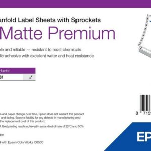 Étiquettes Epson PP mates Premium, rouleau continu 105 mm × 29 m (réf. 7113704)